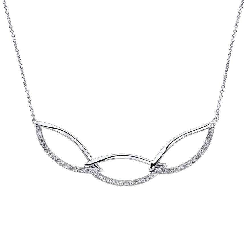 FIORELLI silver Navette Linked Necklace With Cubic Zirconia 36792 - Armin Lowe Jewellers