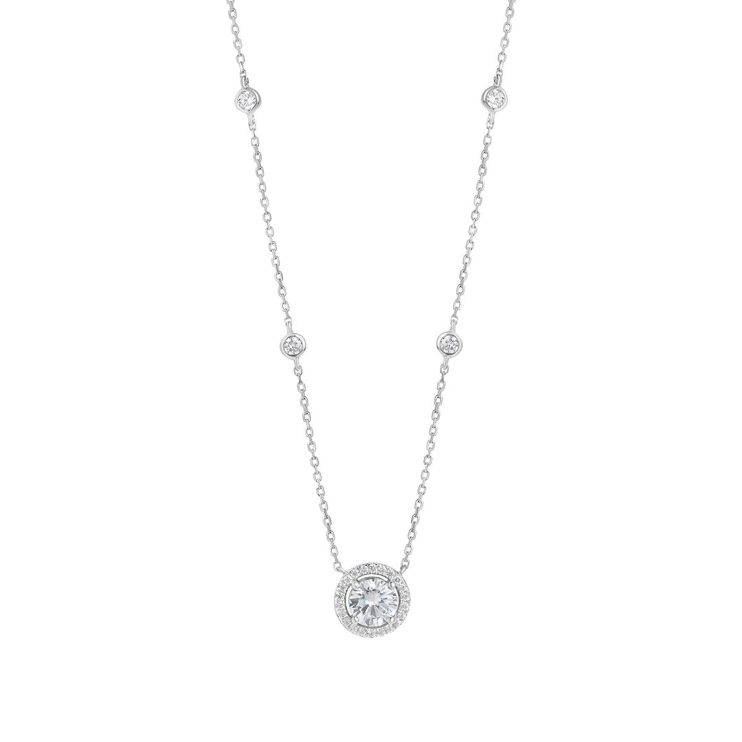 CZ Halo station chain necklace 37610