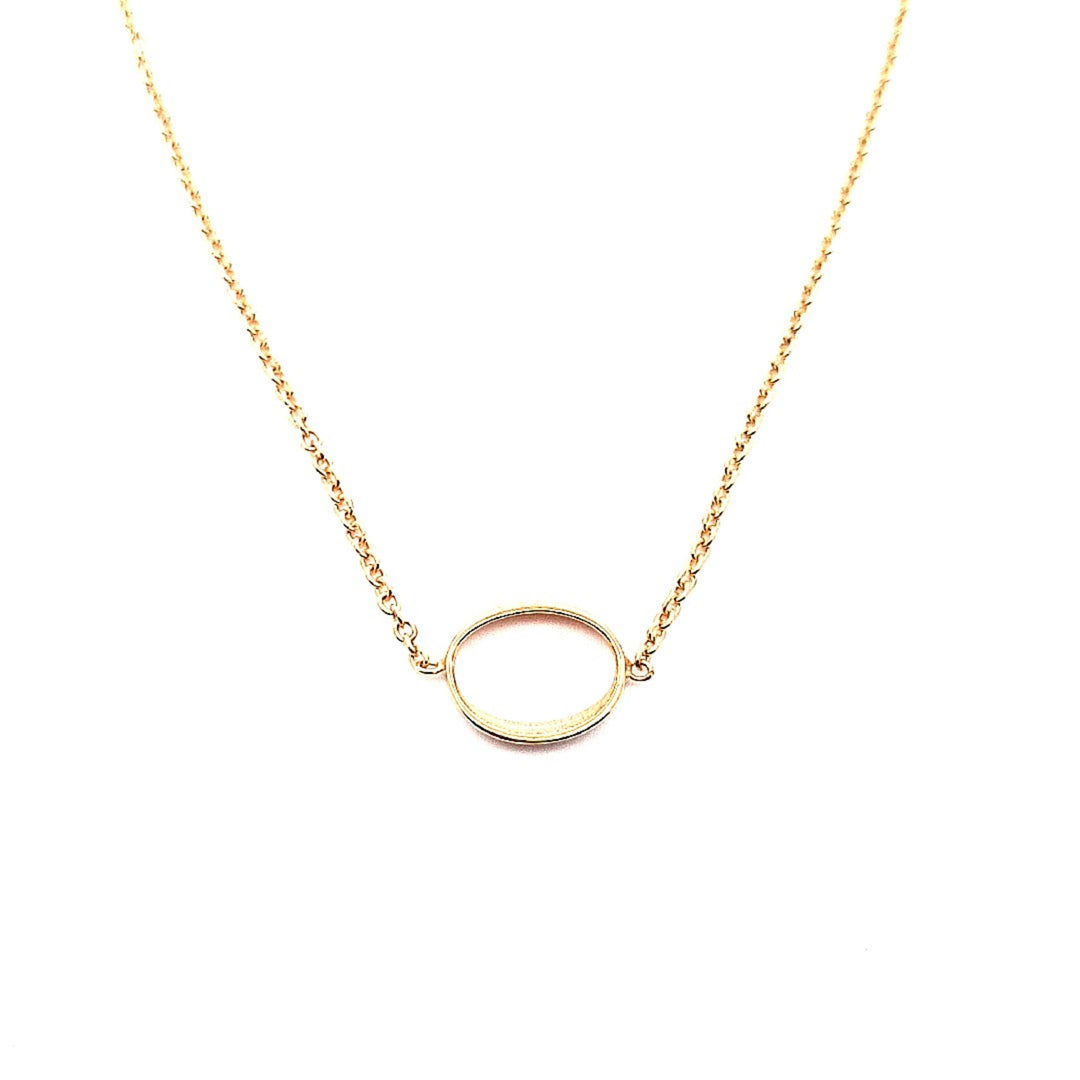 Gold cable link Oval O pendant 36987 - Armin Lowe Jewellers