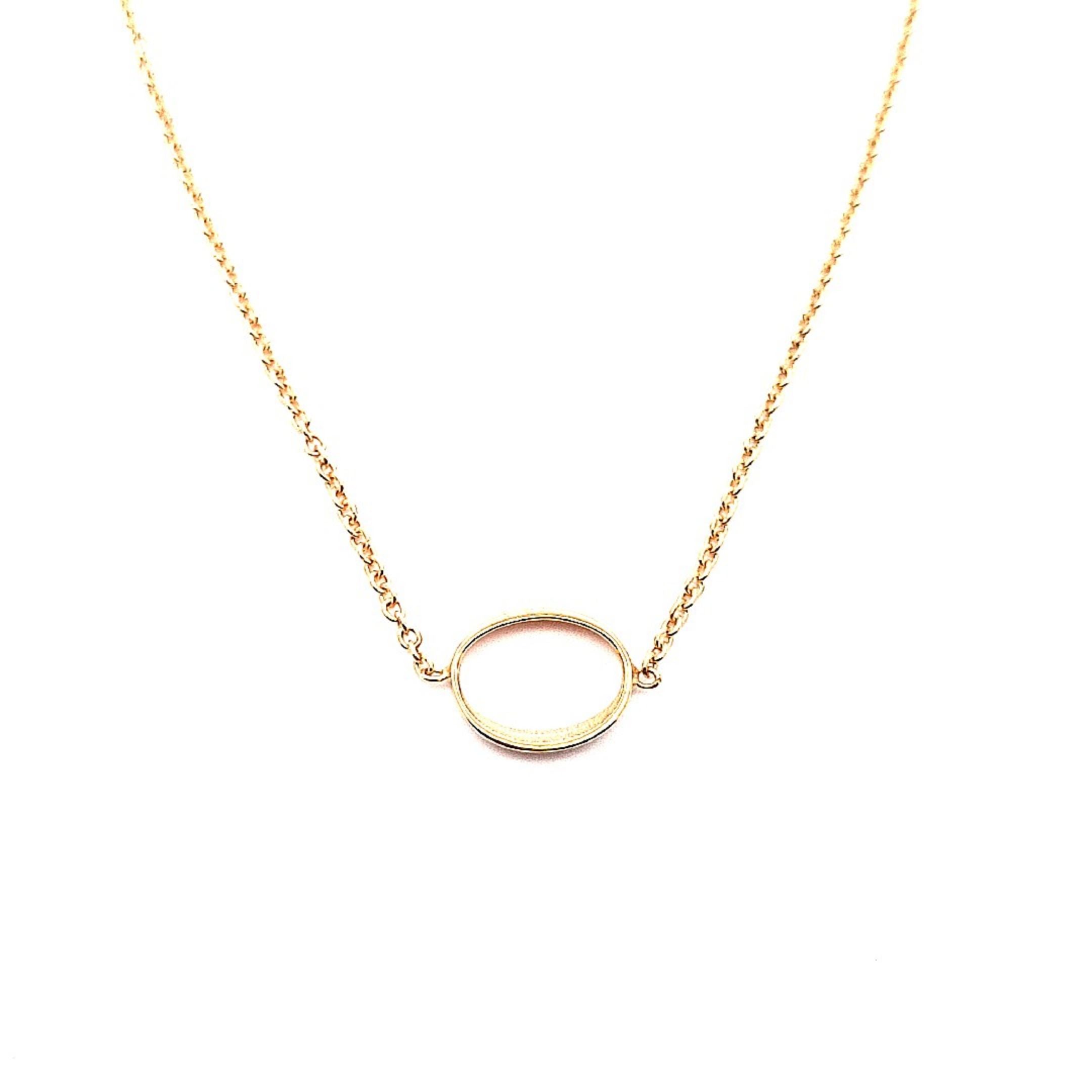 Gold cable link Oval O pendant 36987 - Armin Lowe Jewellers