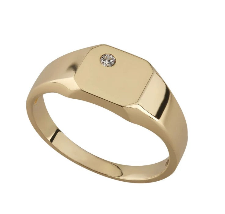 9ct ladies square cut corner signet ring 37614