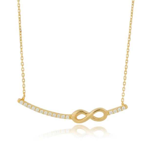 Gold CZ set Infinity bar necklace 36409 - Armin Lowe Jewellers