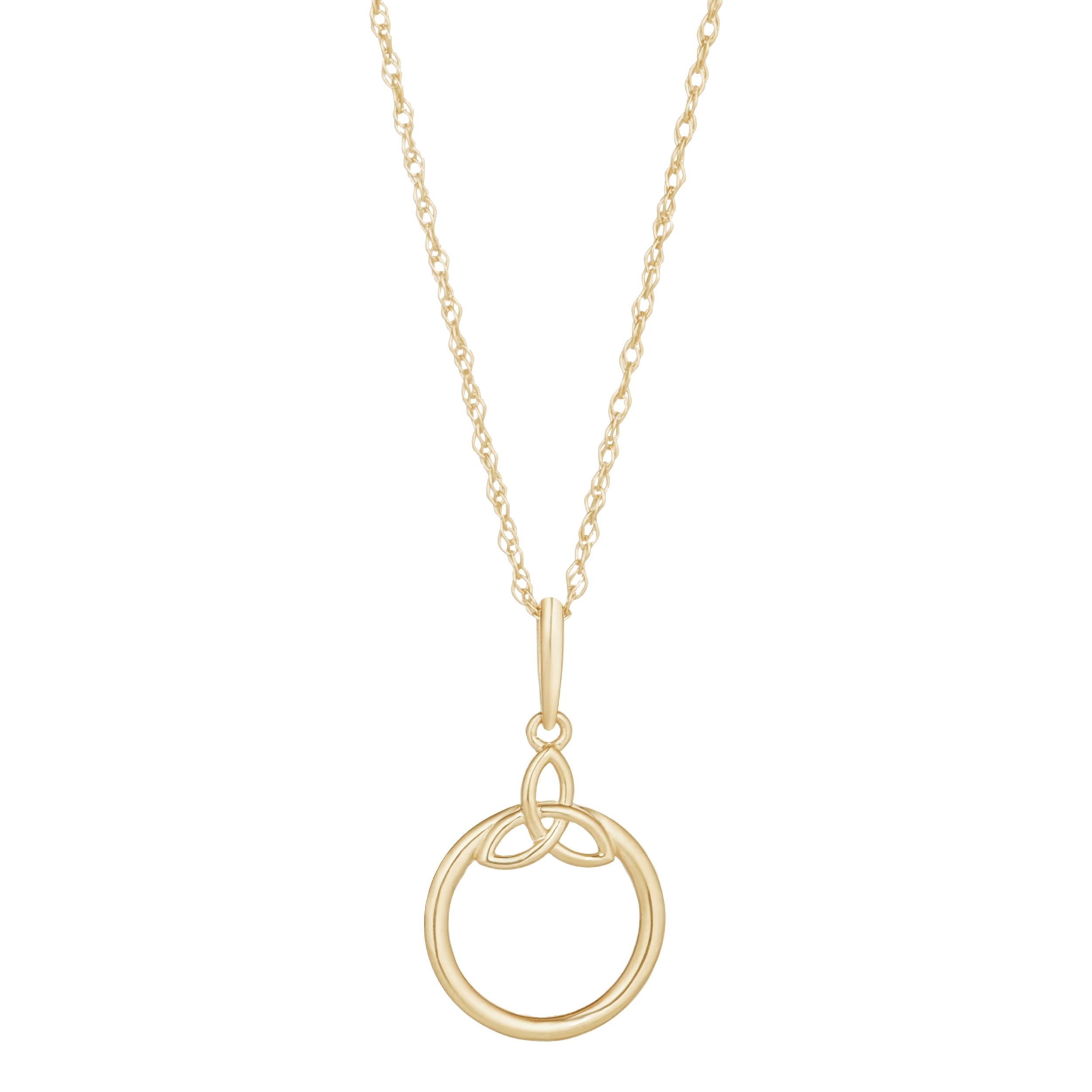 Gold Trinity knot+ circle pendant 36411 - Armin Lowe Jewellers