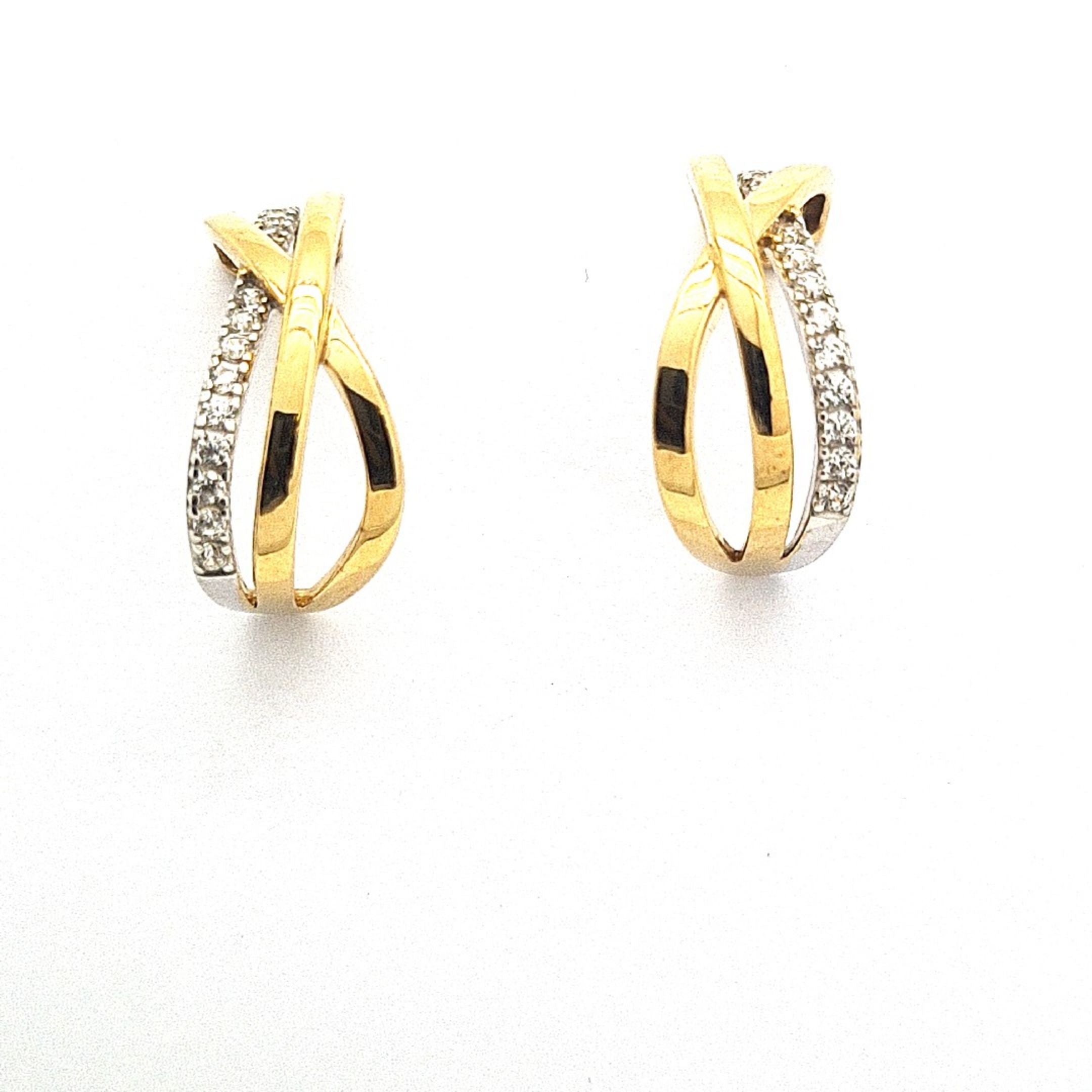 Gold crossover earrings 36814 - Armin Lowe Jewellers