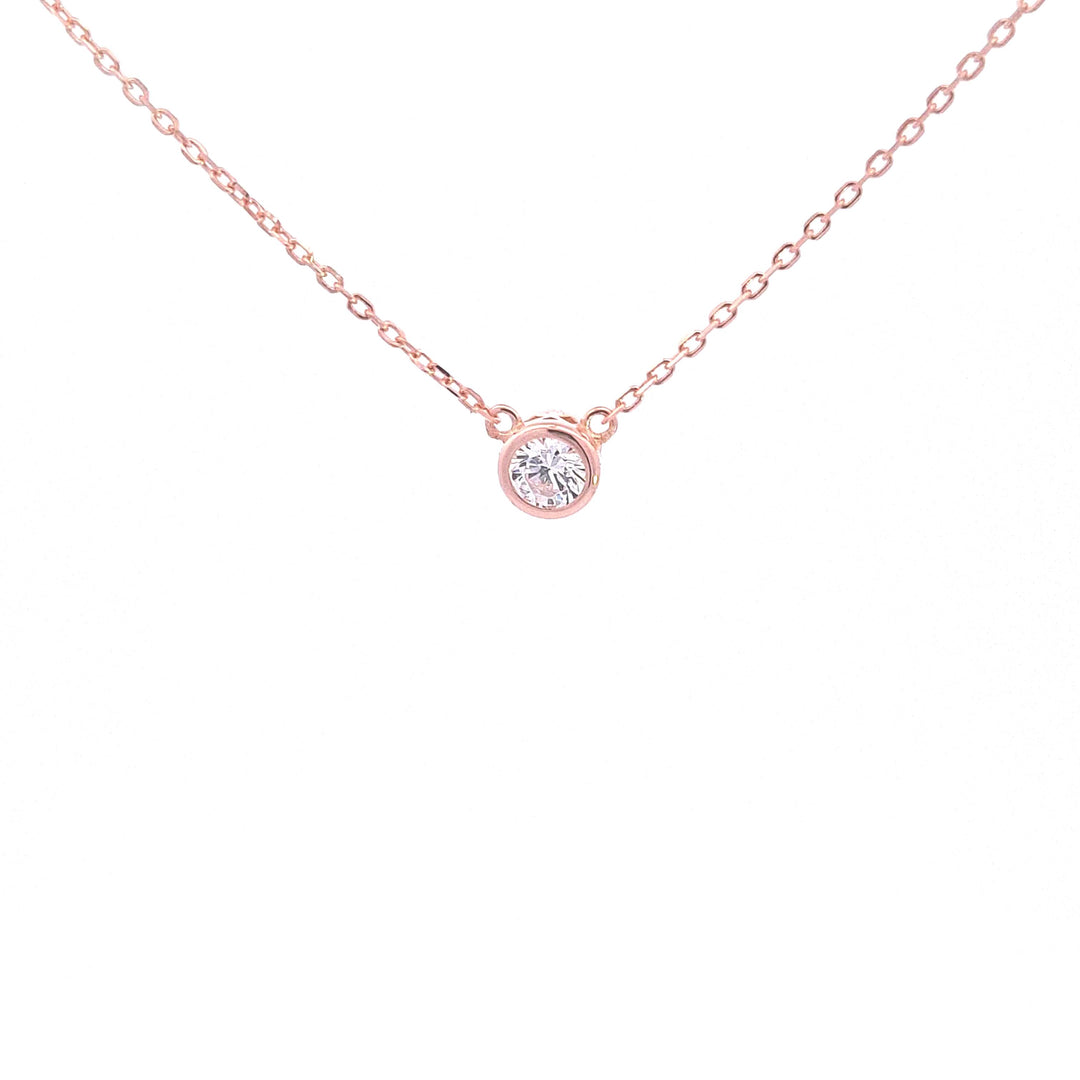 Rose Gold toned CZ solitaire pendant 37677