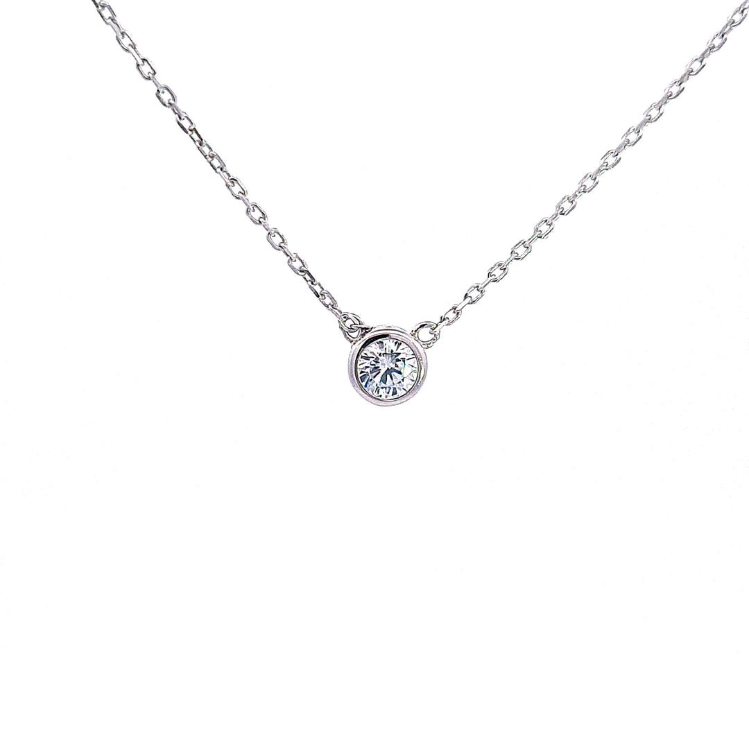 Sterling silver CZ solitaire pendant 37676