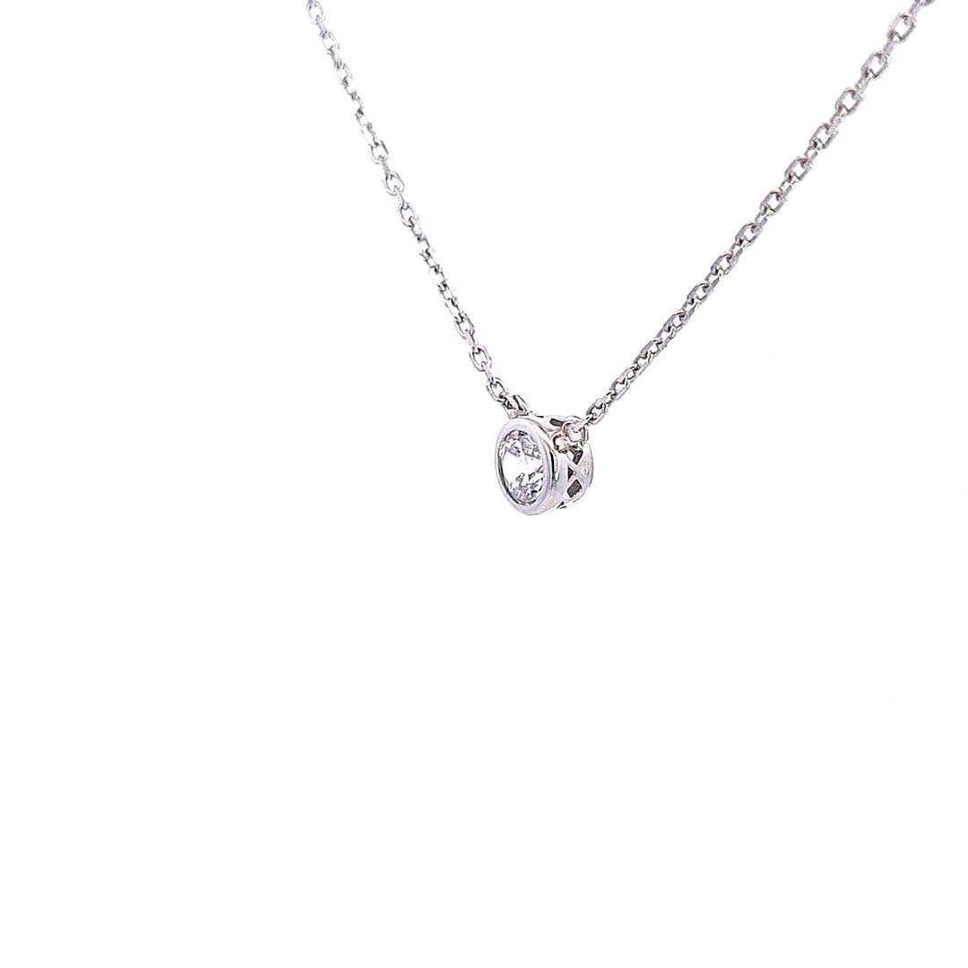 Sterling silver CZ solitaire pendant 37676