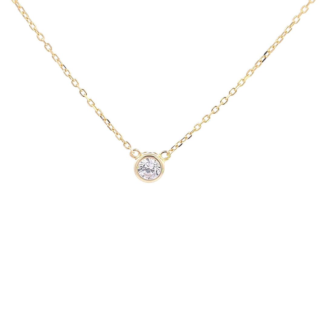 Gold tone CZ solitaire pendant 37675