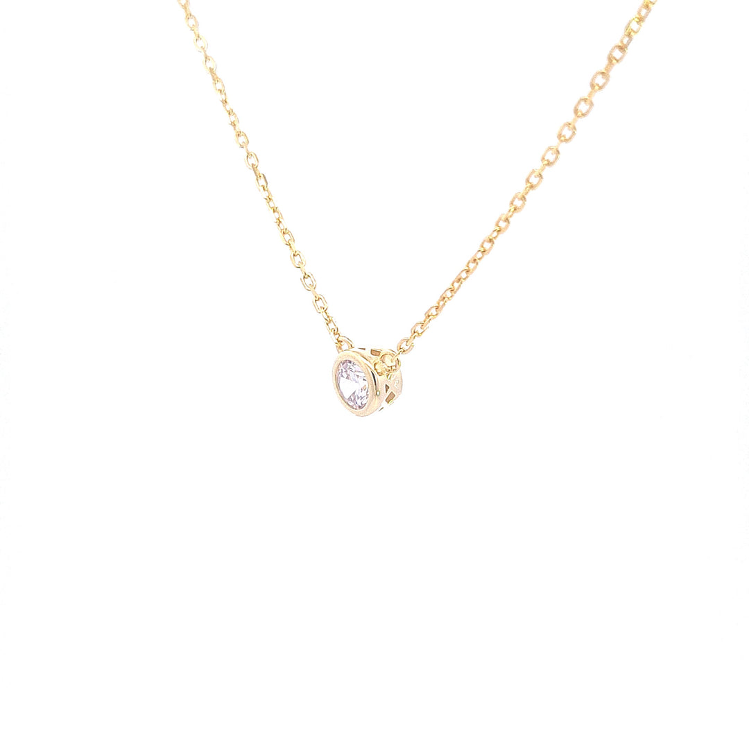 Gold tone CZ solitaire pendant 37675