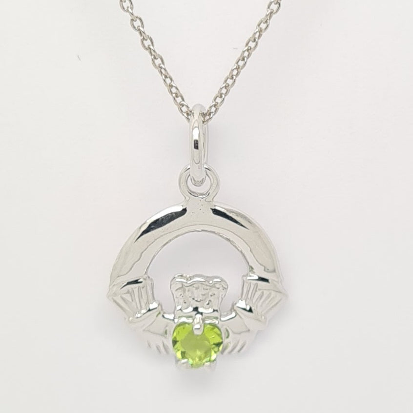 August Birthstone Claddagh pendant 35173 - Armin Lowe Jewellers