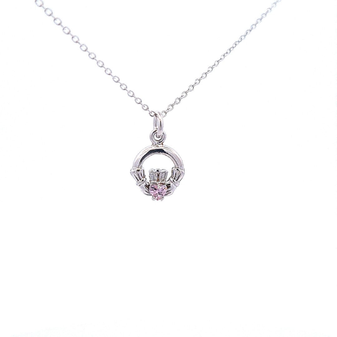 Small Claddagh October birthstone pendant 37066 - Armin Lowe Jewellers