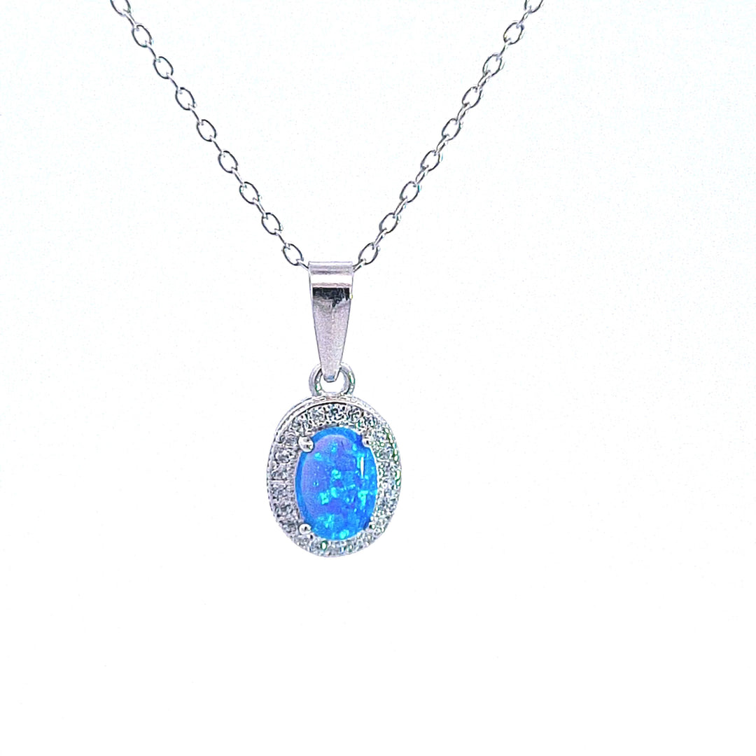 Oval Synthetic Blue Opal pendant 37657