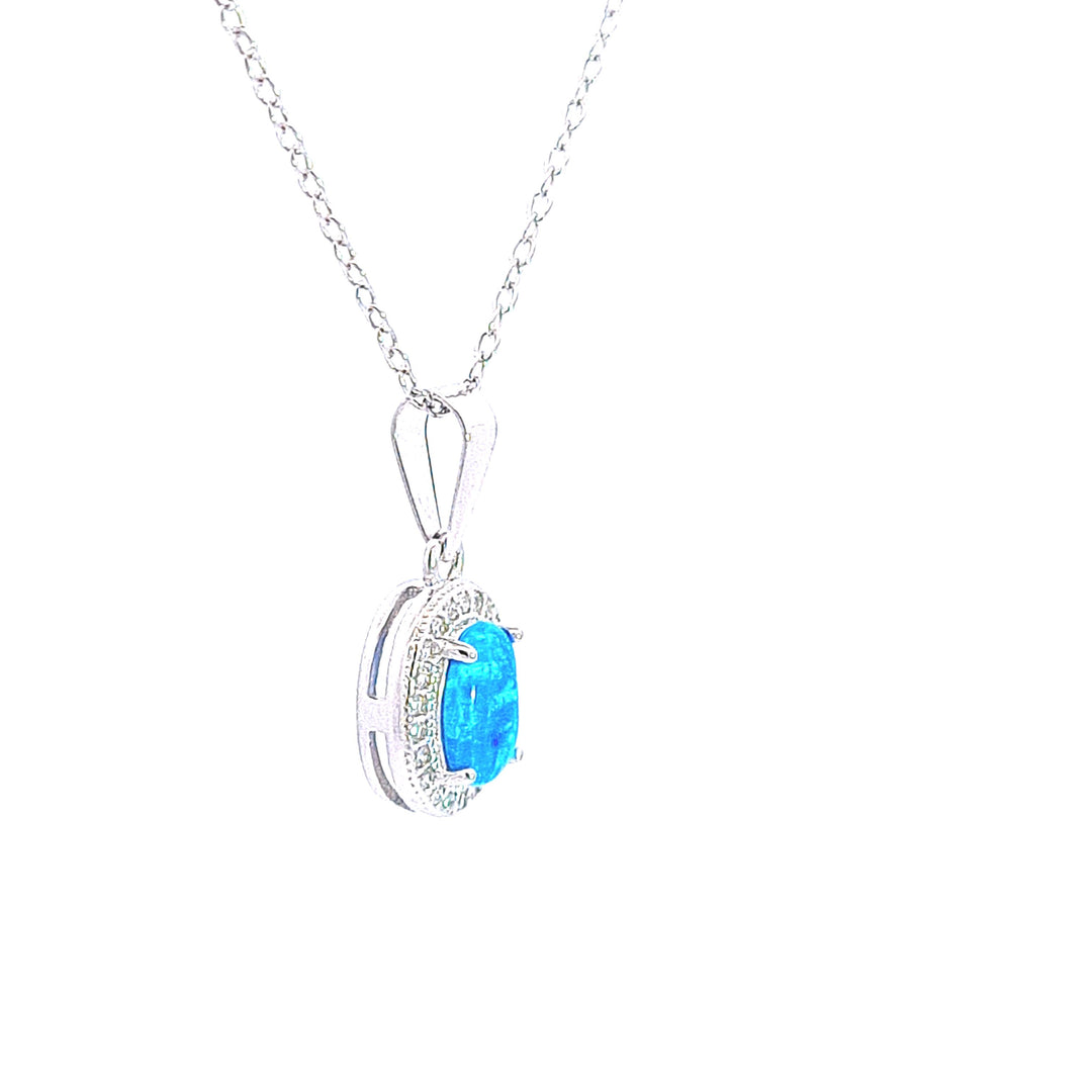 Oval Synthetic Blue Opal pendant 37657