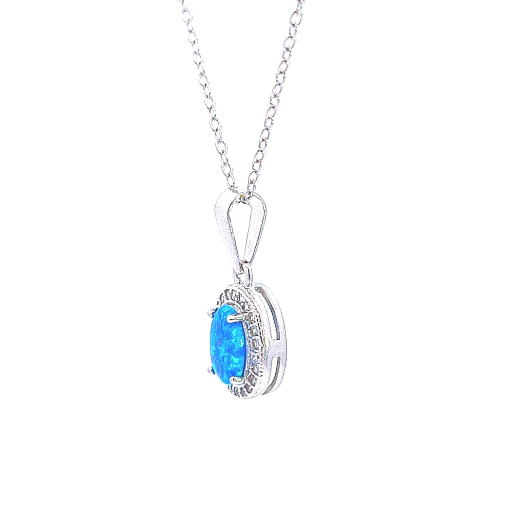 Oval Synthetic Blue Opal pendant 37657