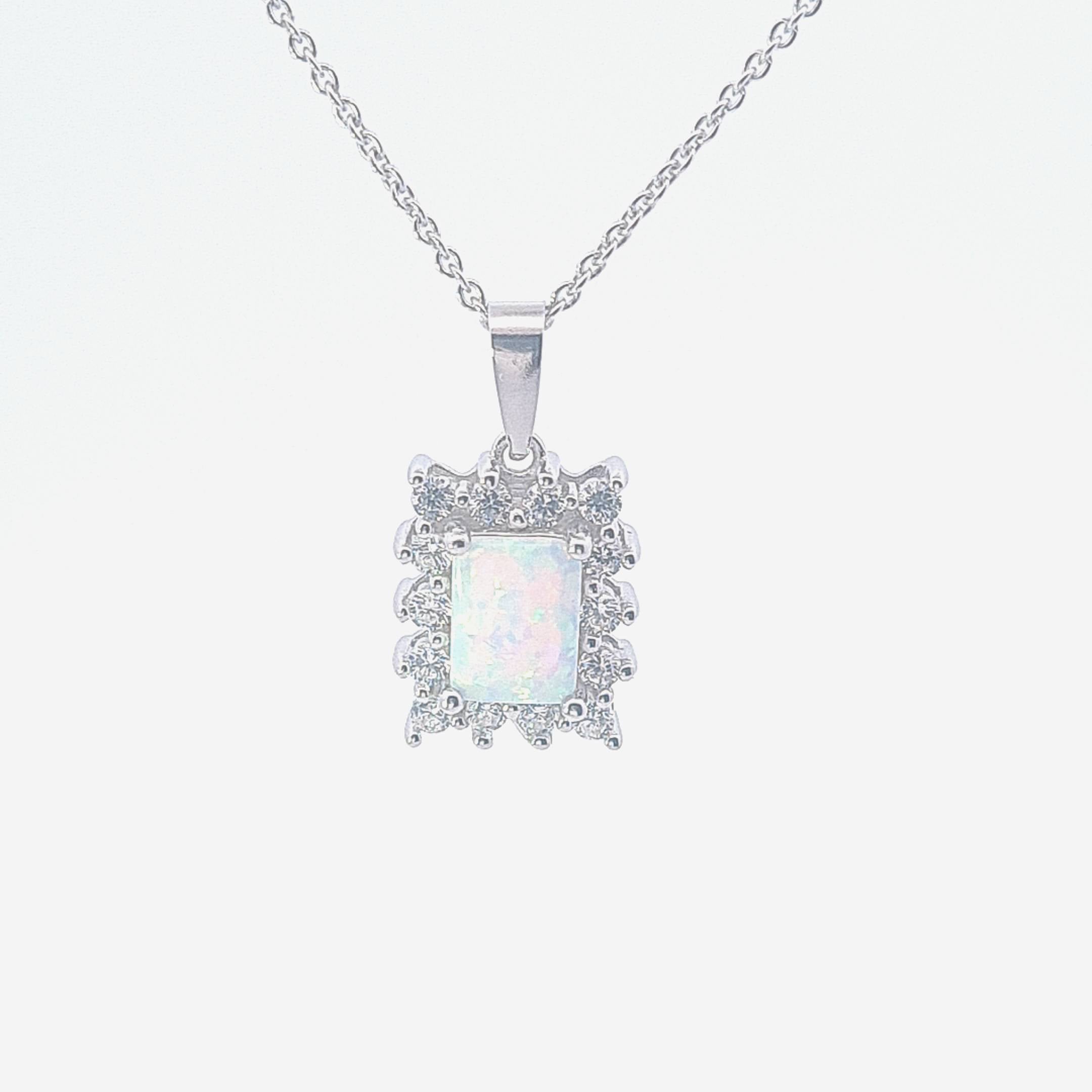 Rectangular pendant set with Created Opal 37269 - Armin Lowe Jewellers