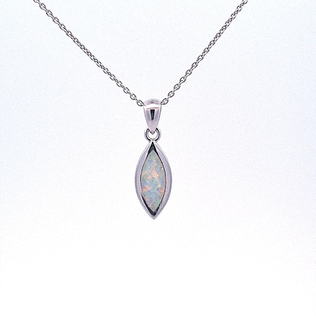 Sterling silver Created Opal pendant 36928