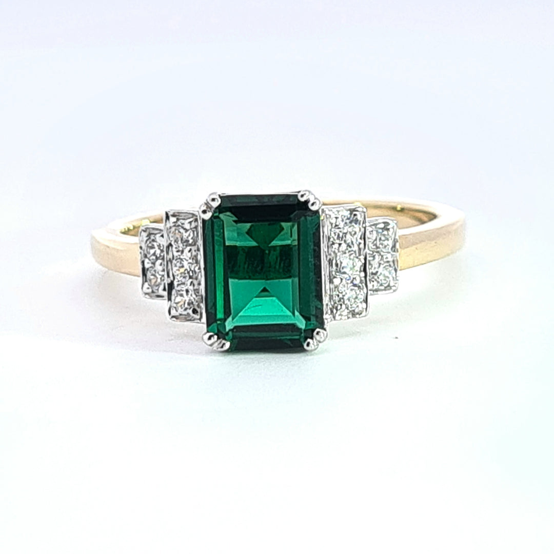 Gold Emerald Green CZ dress ring 36726 - Armin Lowe Jewellers