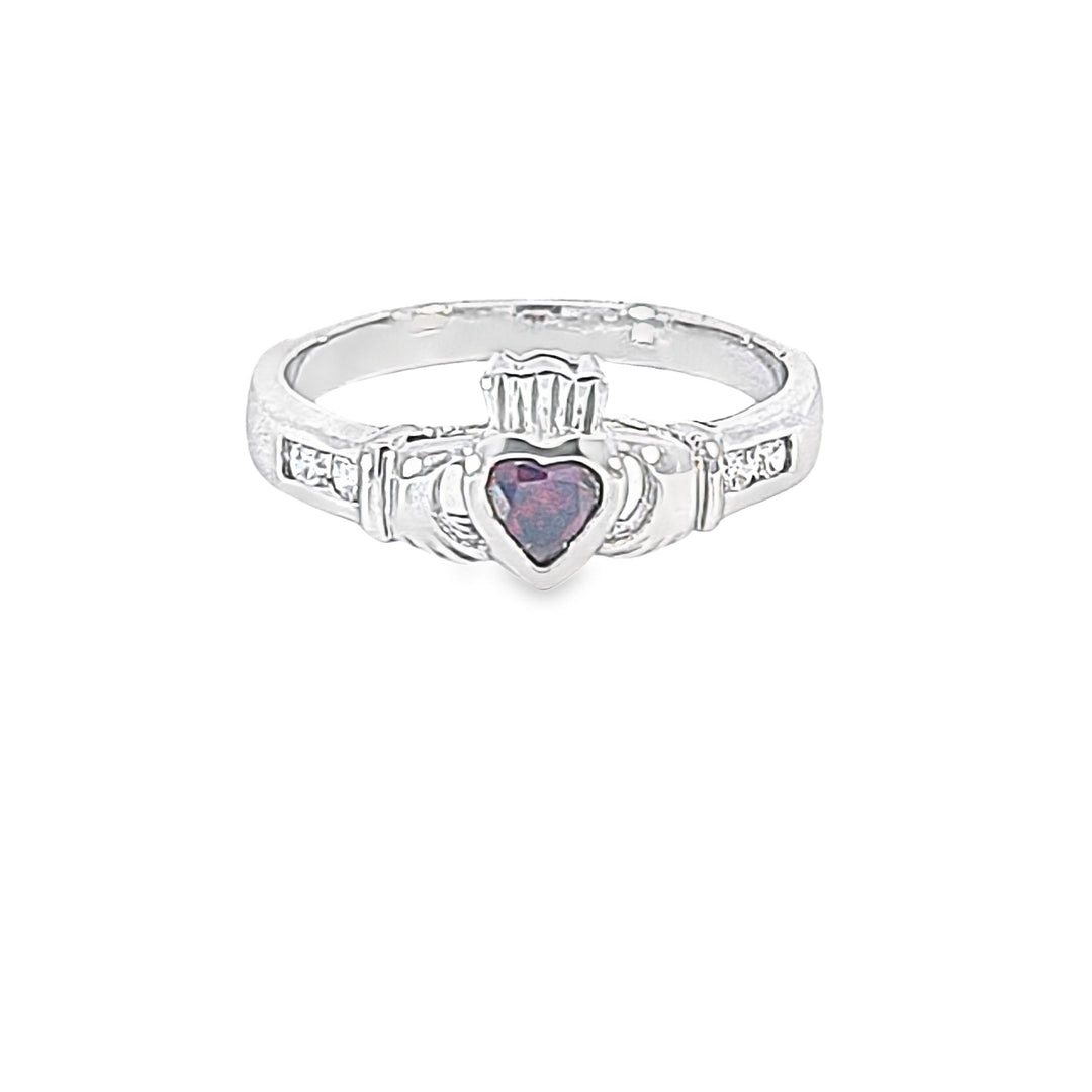 January Claddagh Birthstone ring 37110 - Armin Lowe Jewellers