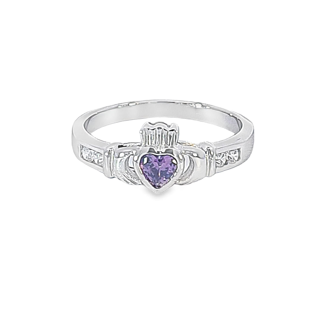 June Claddagh Birthstone ring 37126 - Armin Lowe Jewellers