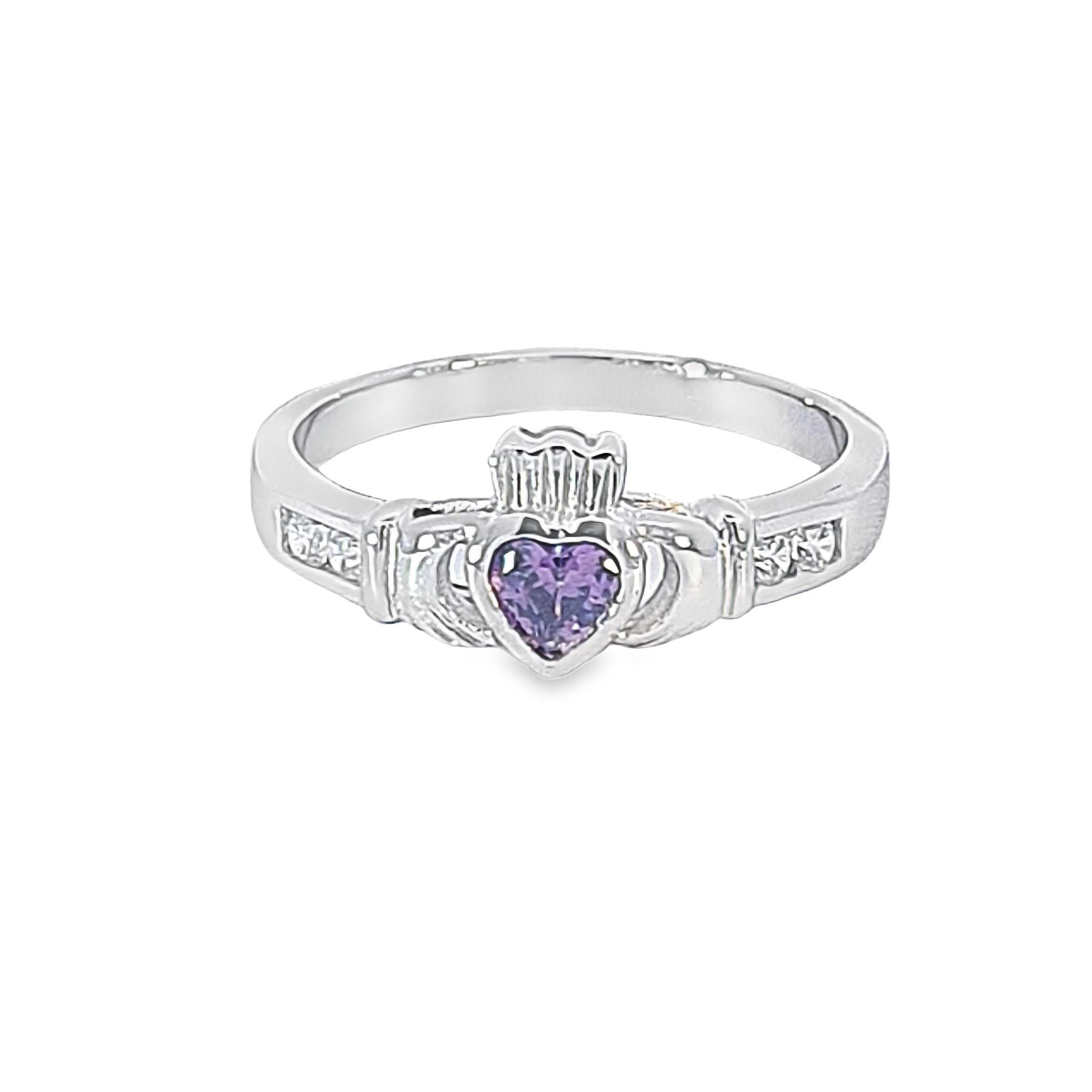 June Claddagh Birthstone ring 37126 - Armin Lowe Jewellers