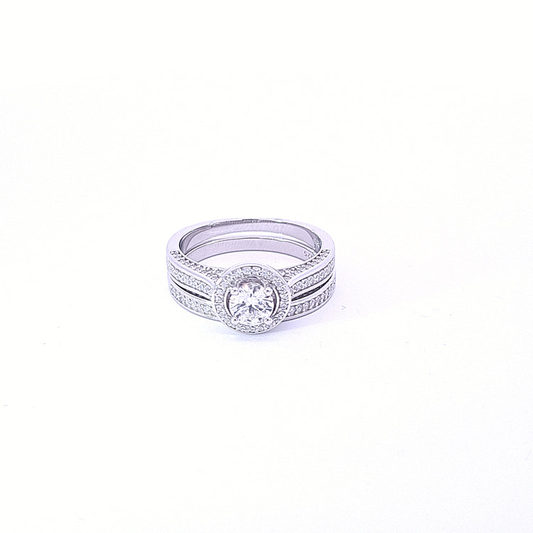 Promise Halo ring set in Sterling silver 36967 - Armin Lowe Jewellers