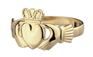 9ct Gold ladies polished Claddagh ring 32508 - Armin Lowe Jewellers