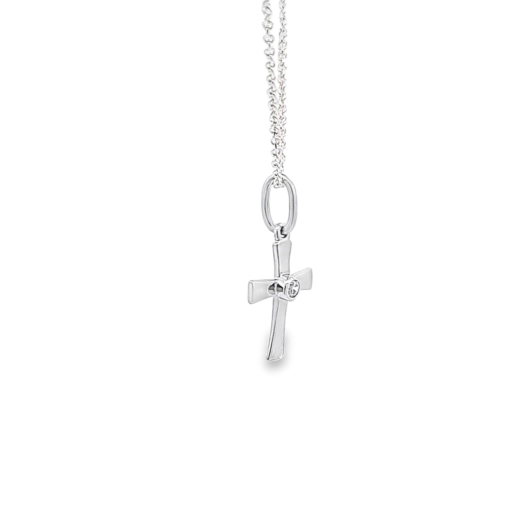 12mm polished cross with CZ 37081 - Armin Lowe Jewellers