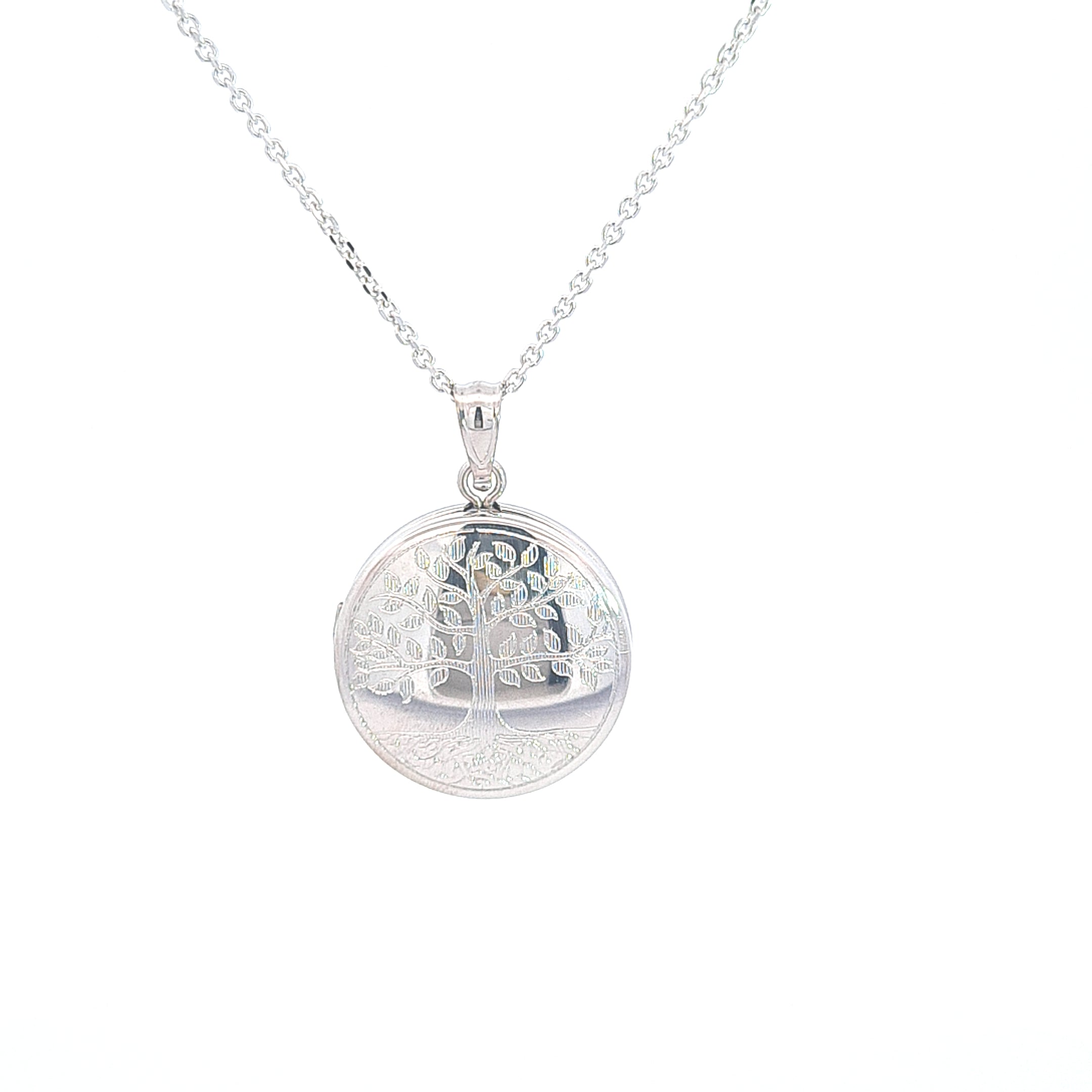 Sterling silver 20mm round tree of Life locket on 18"/46cm chain 33578 - Armin Lowe Jewellers