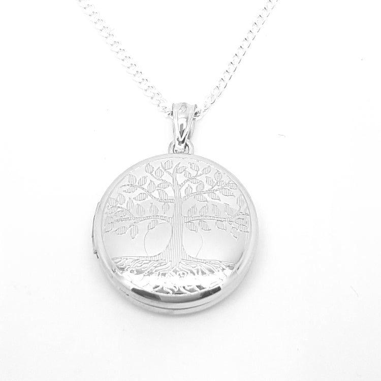 Sterling silver 20mm round tree of Life locket on 18"/46cm chain 33578 - Armin Lowe Jewellers