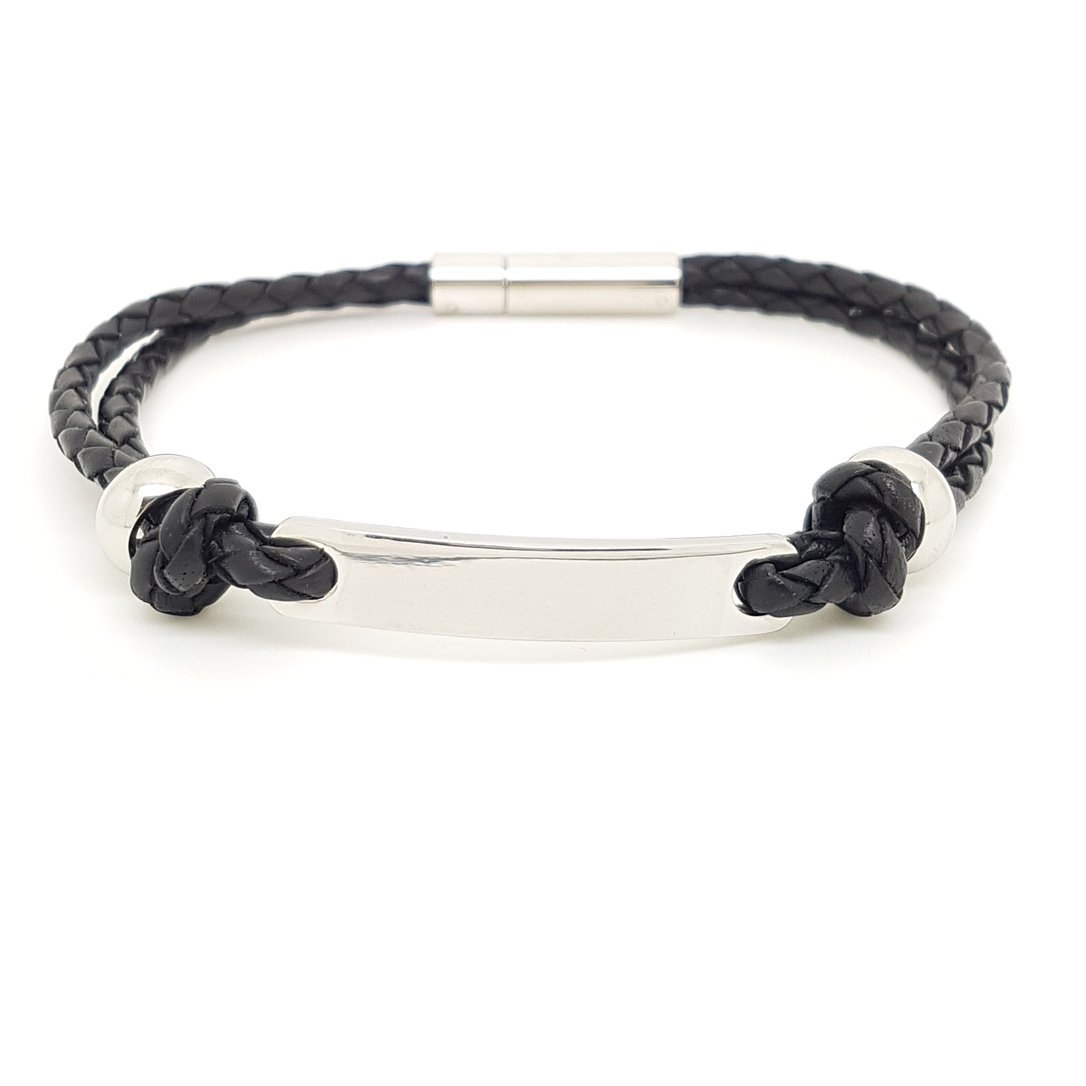 Gents black leather bracelet 33673 - Armin Lowe Jewellers