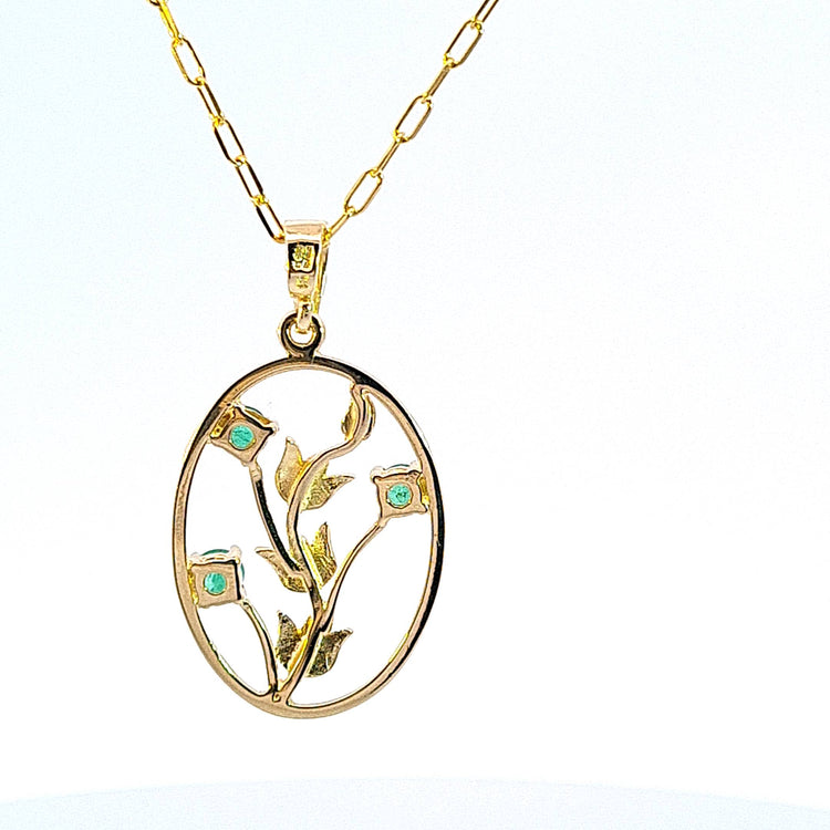 Large gold Emerald pendant 37036 - Armin Lowe Jewellers