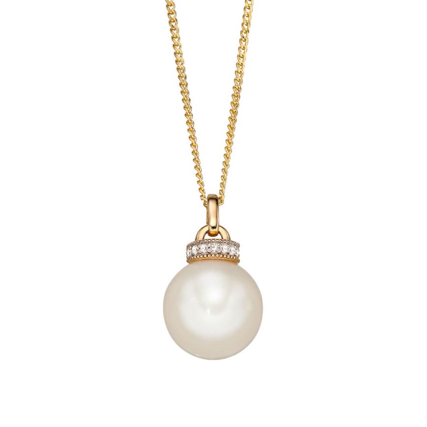 Freshwater Pearl And Diamond Pendant In Yellow Gold 36801 - Armin Lowe Jewellers