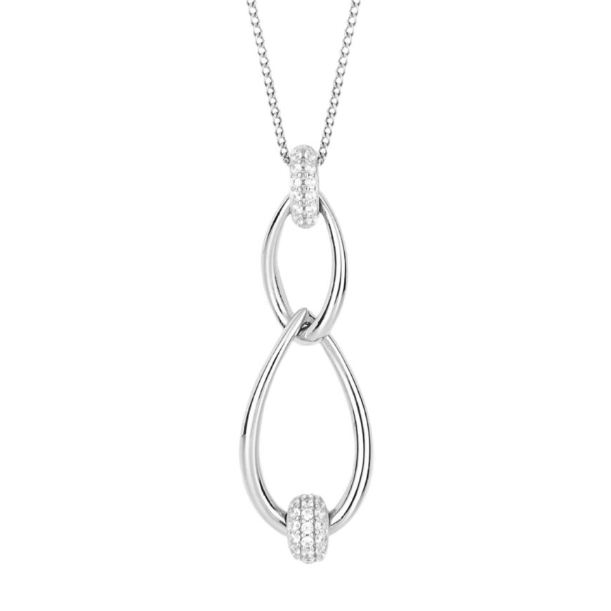 FIORELLI silver Doughnut Twist Pendant With CZ 36793 - Armin Lowe Jewellers