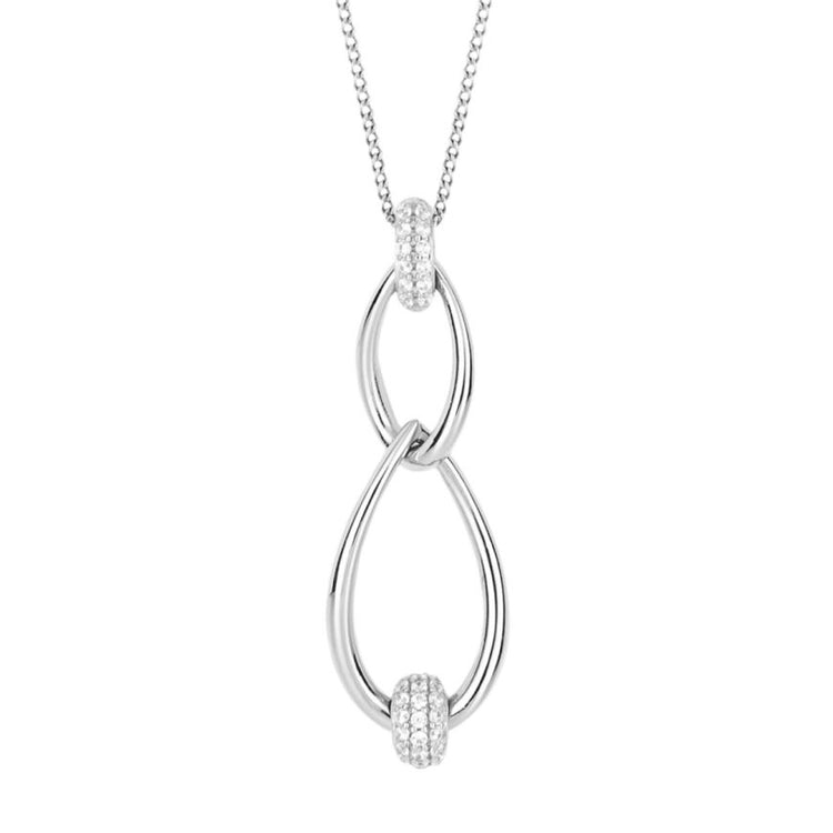 FIORELLI silver Doughnut Twist Pendant With CZ 36793 - Armin Lowe Jewellers