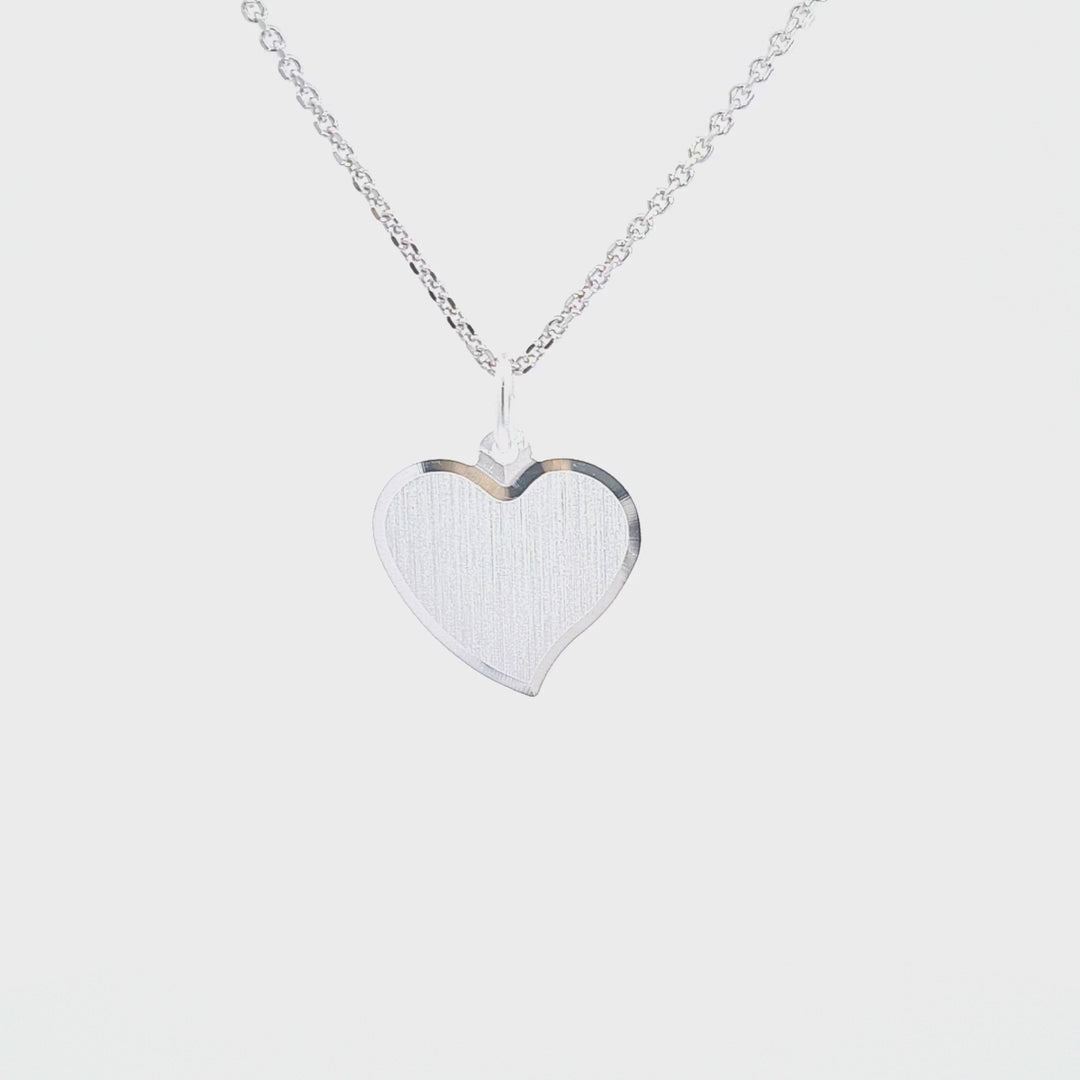 Satin heart engraveable pendant 35654