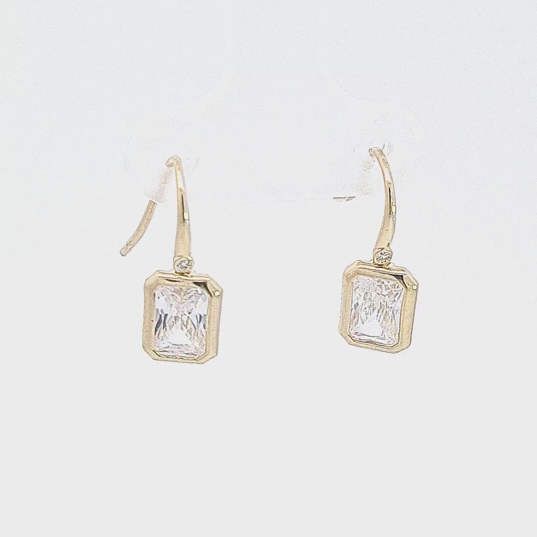 Gold drop CZ earrings 36648