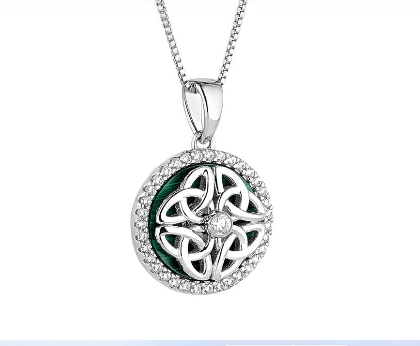 Malachite + CZ Celtic pendant 37473 - Armin Lowe Jewellers