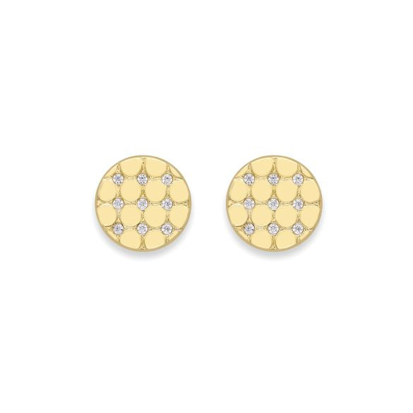 Gold CZ set patterned stud earrings 36748 - Armin Lowe Jewellers