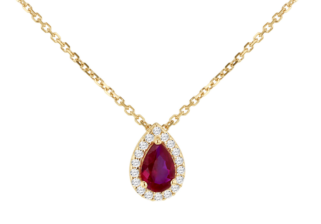 9ct Ruby Red CZ Pear drop pendant 35767 - Armin Lowe Jewellers