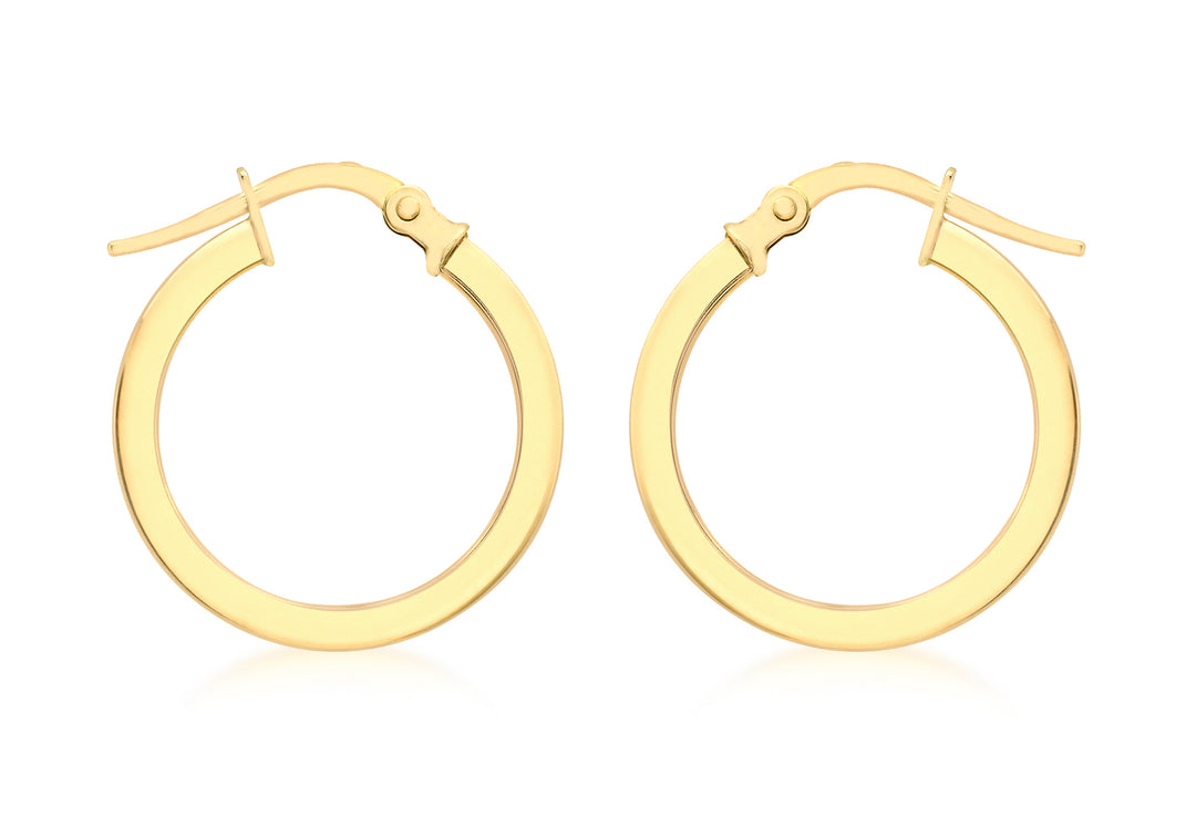 Gold 2mm square tube 16mm round hoop earrings 36274 - Armin Lowe Jewellers