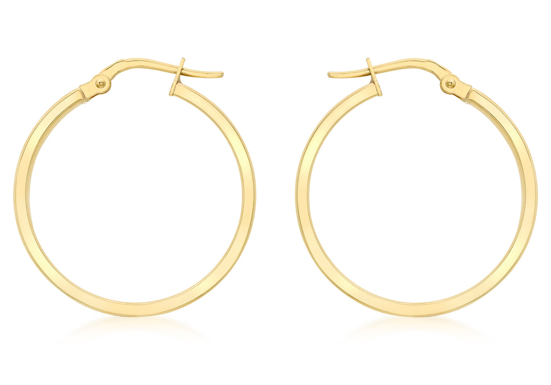 Gold rectangular-tube hoop earrings 36276 - Armin Lowe Jewellers