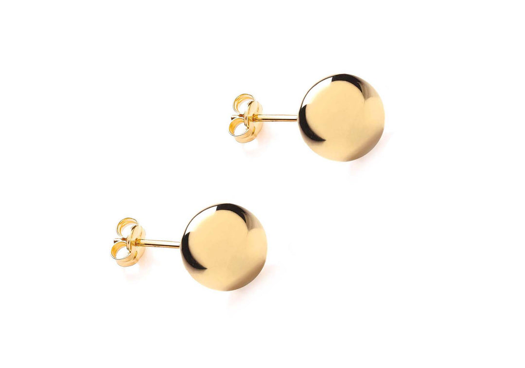 9ct yellow gold polished 10mm ball studs 35216 - Armin Lowe Jewellers