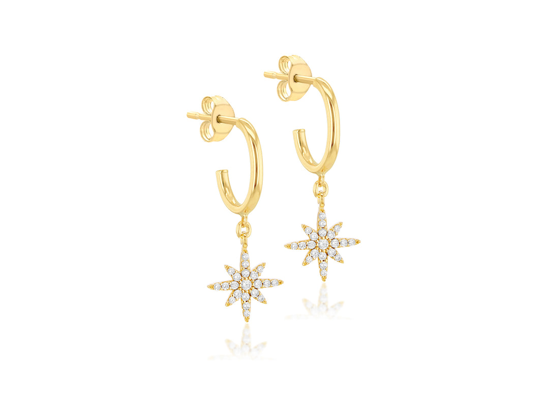 Gold North Star drop earrings 36278 - Armin Lowe Jewellers