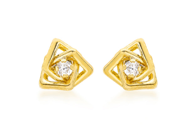 Gold square knot stud earrings 36282
