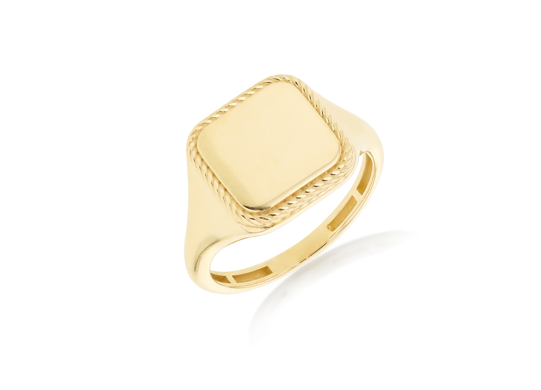 Gold square twisted rope frame signet ring 36296 - Armin Lowe Jewellers