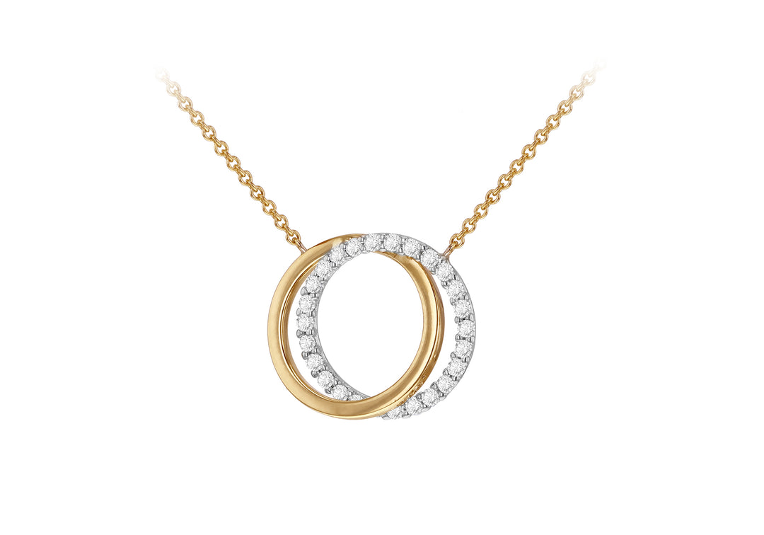 9ct 2 colour Connected circles CZ pendant 36301 - Armin Lowe Jewellers