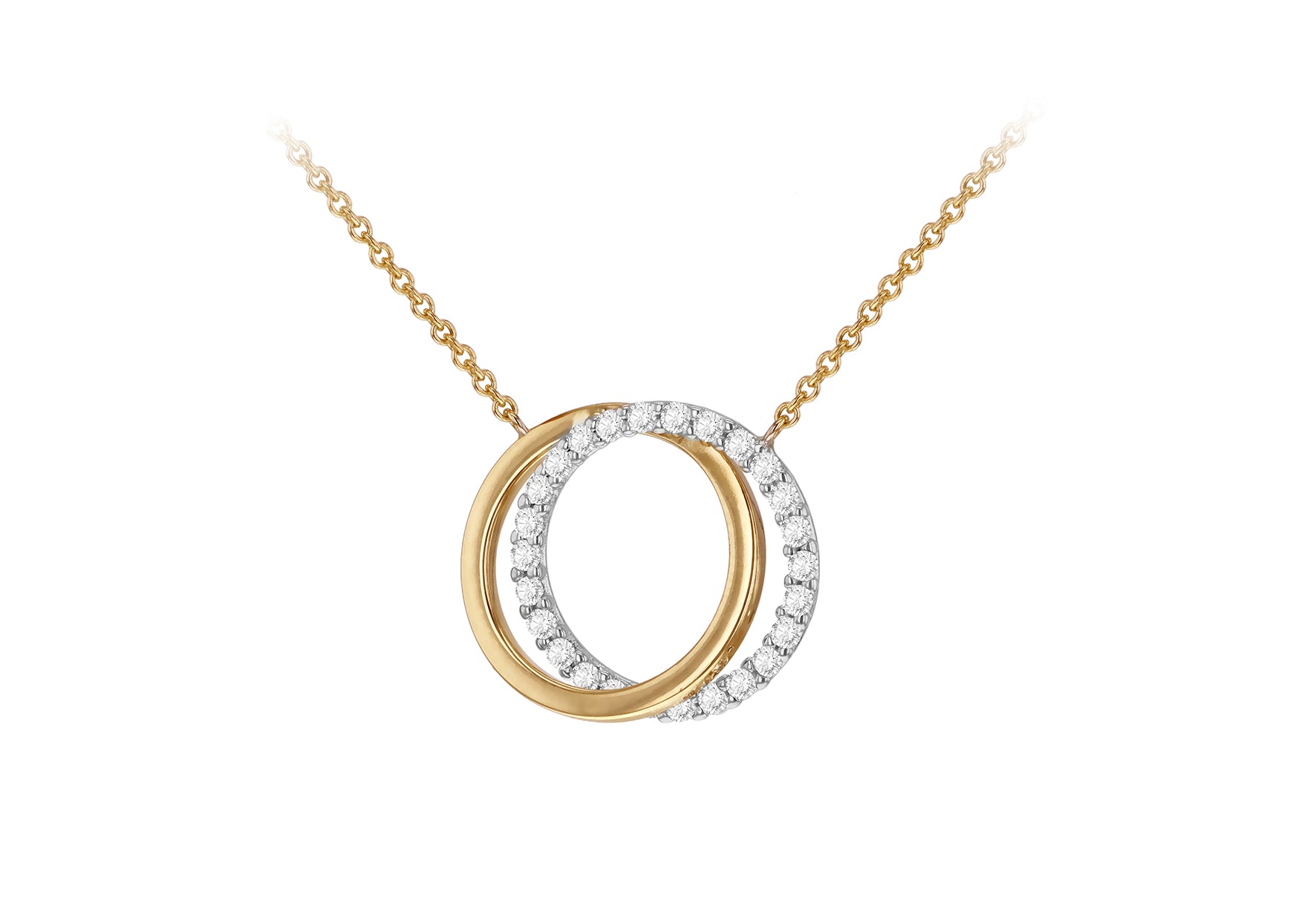 9ct 2 colour Connected circles CZ pendant 36301 - Armin Lowe Jewellers