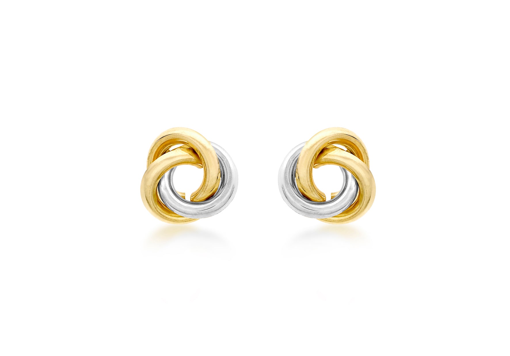 2 colour gold knot stud earrings 36303 - Armin Lowe Jewellers