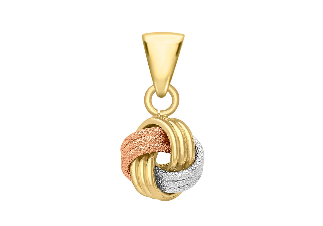 9ct 3 colour textured + polished 4 way knot pendant 3699 - Armin Lowe Jewellers