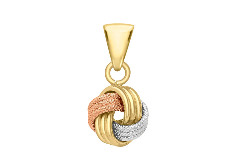 9ct 3 colour textured + polished 4 way knot pendant 3699 - Armin Lowe Jewellers